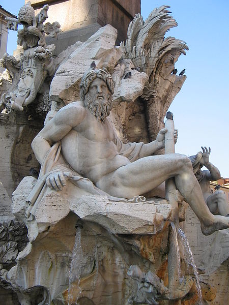The river god Ganges by Gianlorenzo Bernini, 1651 from the Fontana dei Quattro Fiumi in Rome